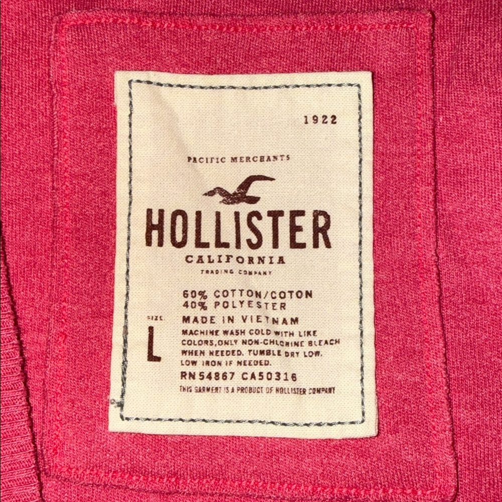 🖤HOLLISTER VINTAGE PINK HOODED TUNIC/DRESS SIZE L🖤 - Picture 9 of 10
